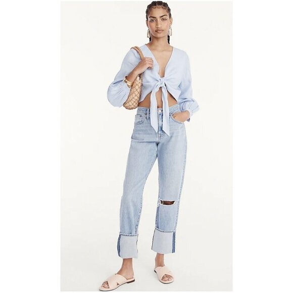 J.Crew Women's $148 Cuffed Slouchy Boyfriend Jean Indigo Wash Size 32 BF704